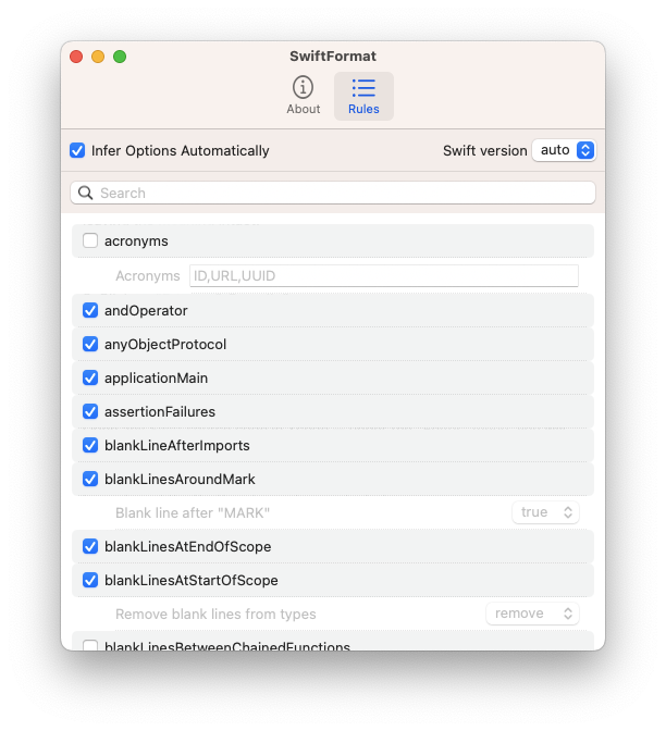 SwiftFormat for Xcode - Rules